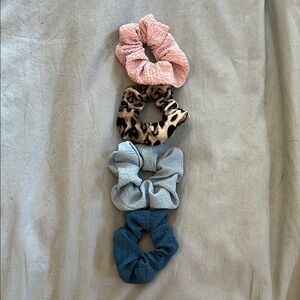 Pink and Brown Hair Scrunchies Set Soft Fabric